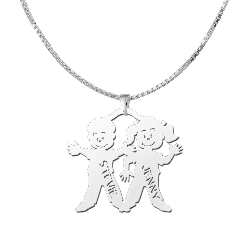 Silver Mothers Pendant Boy-Girl