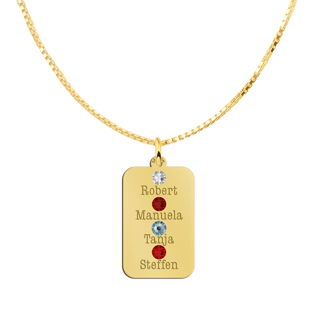 Birthstones in golden pendant