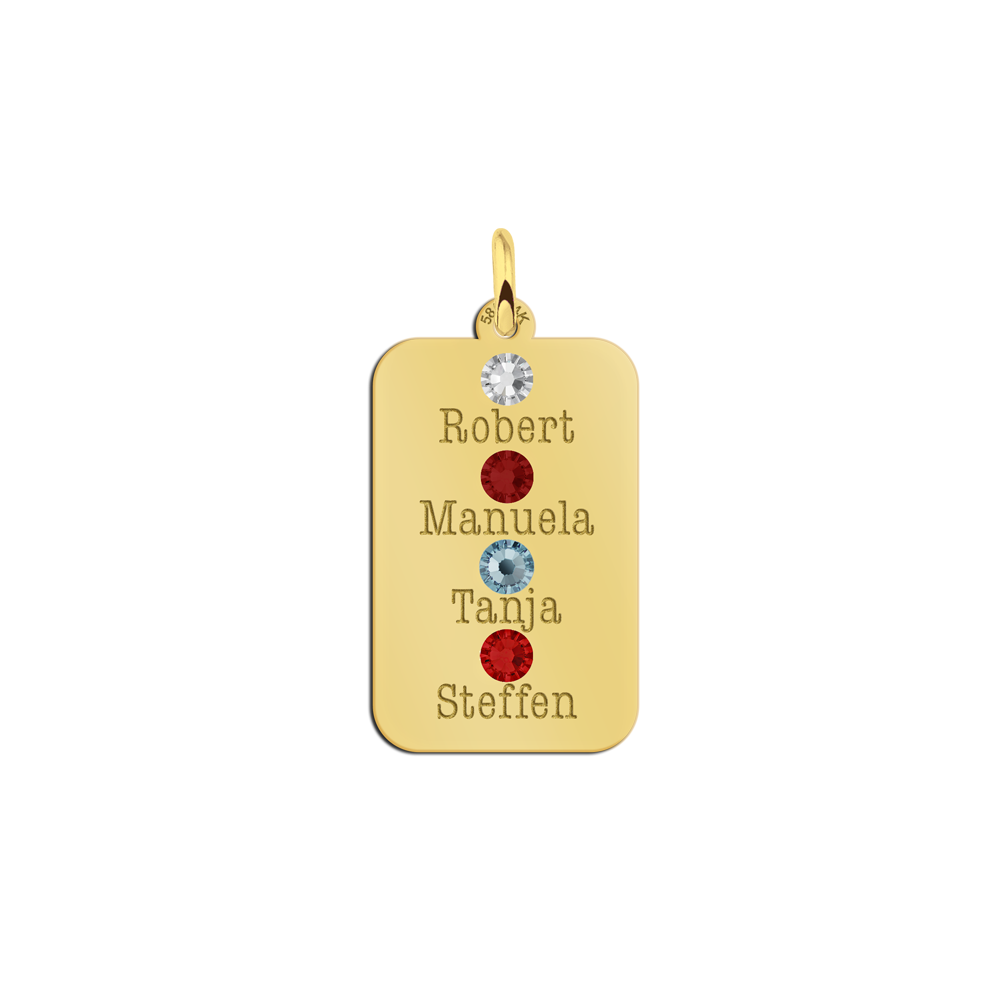 Birthstones in golden pendant