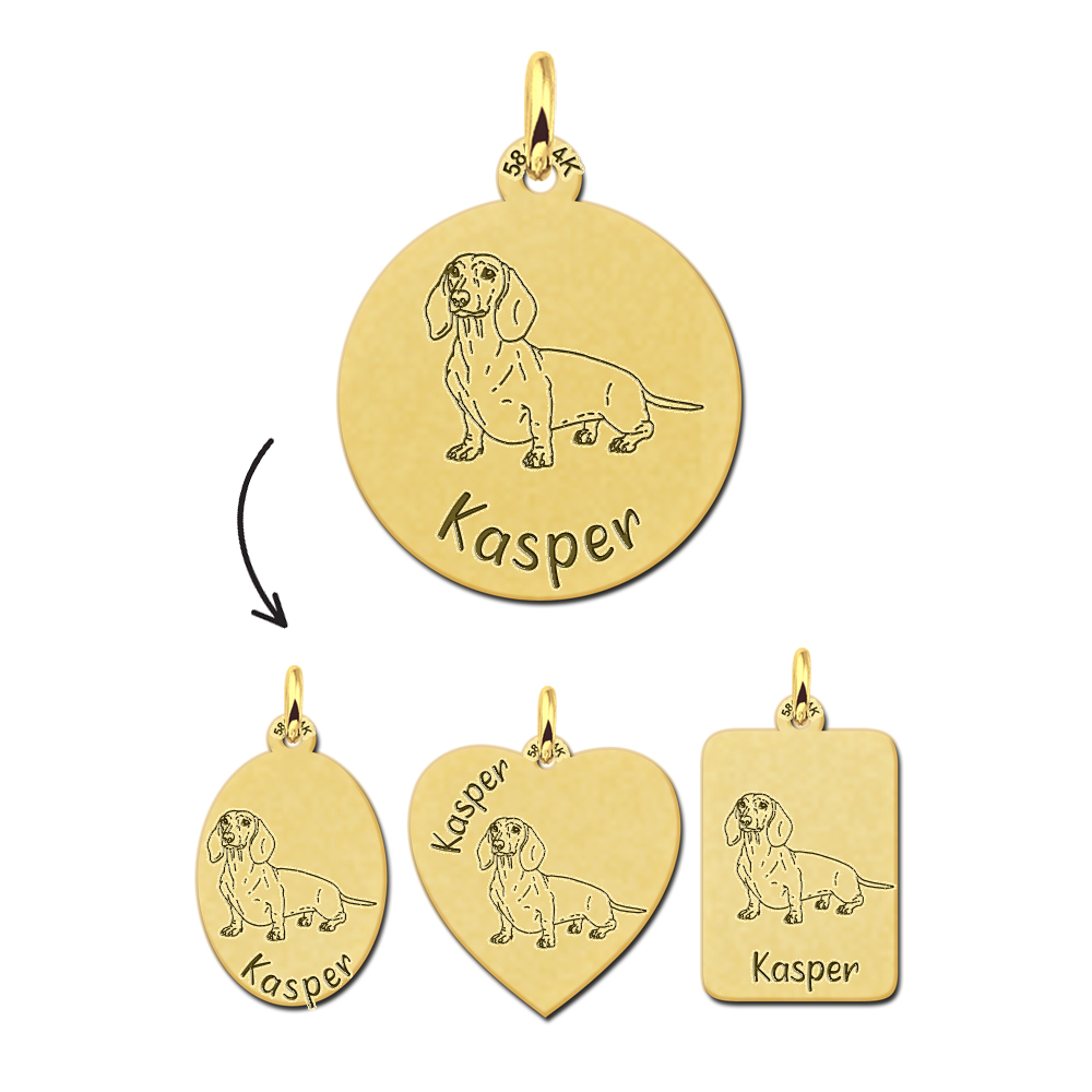 Gold dog pendant dachshund