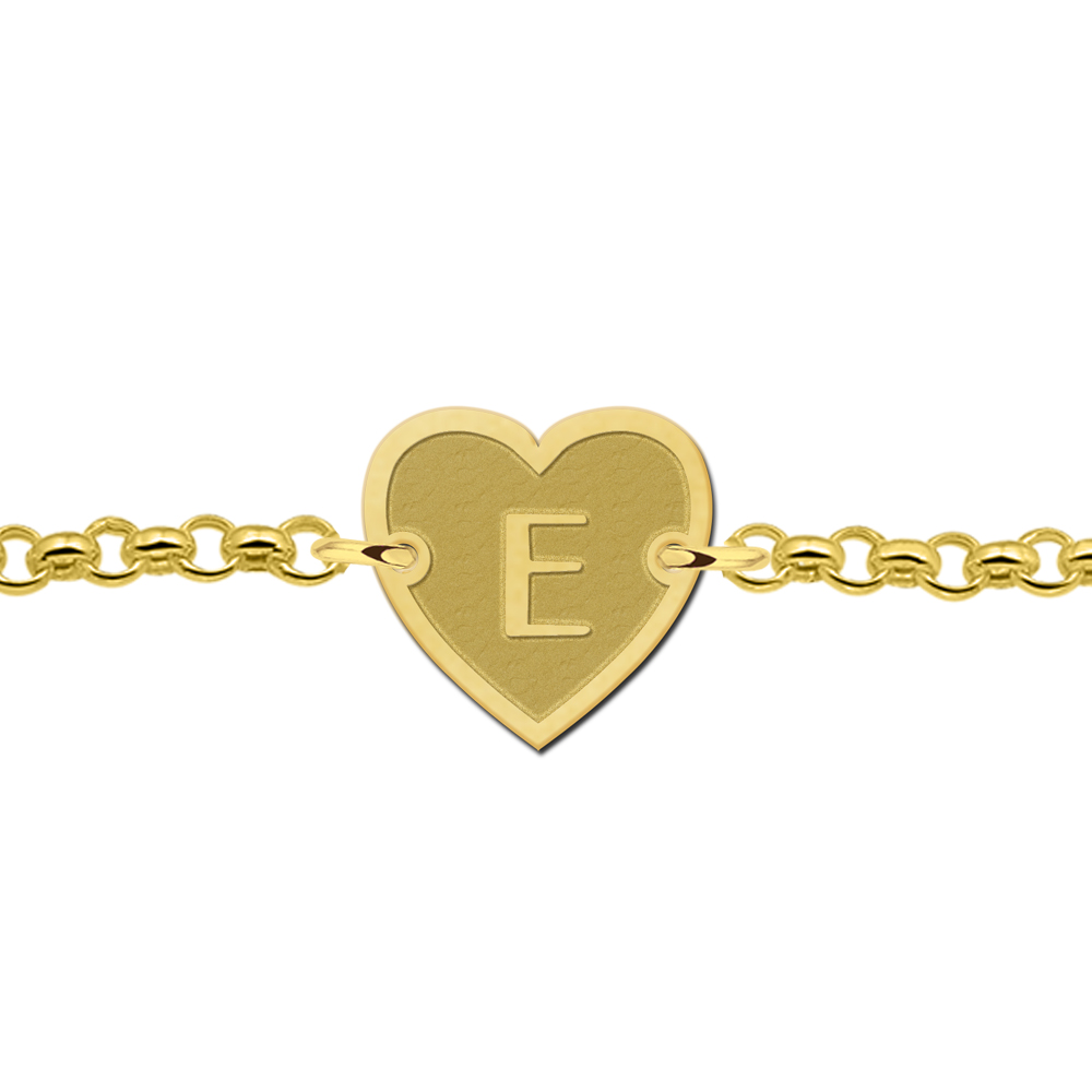 Gold Plated Heart Bracelet with Border and Initial
