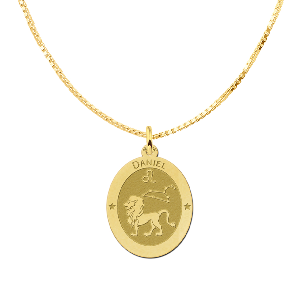 Golden oval zodiac pendant Scorpion