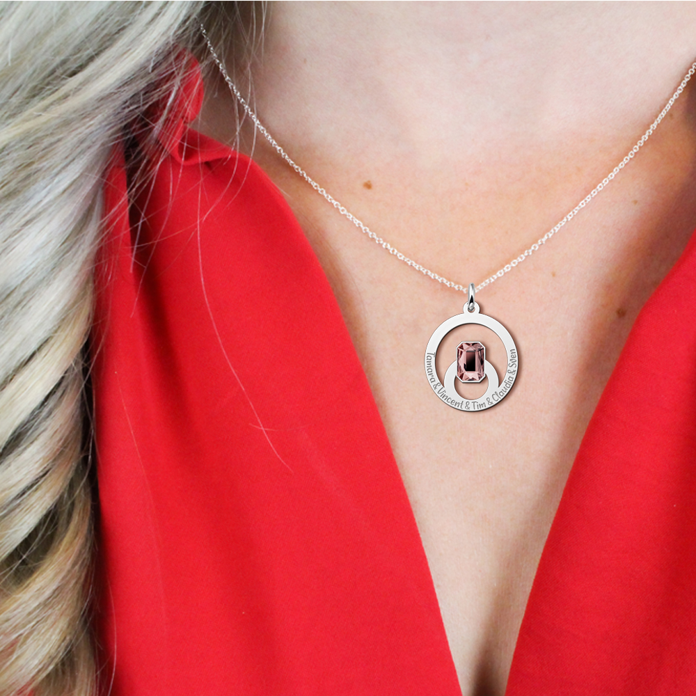 Silver Pendant with baguette stone