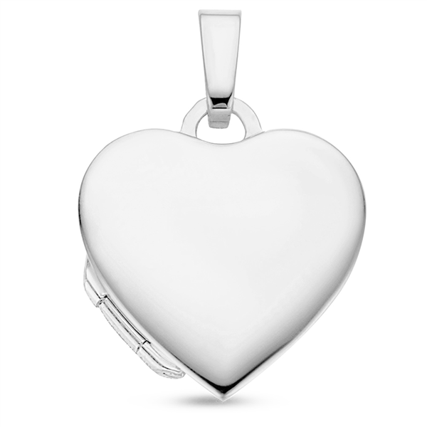 Silver heart medallion with engraving - big