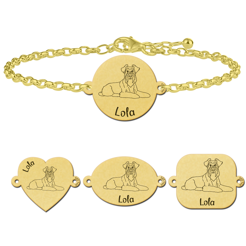 Gold bracelet with dog engraving Miniature Schnauzer