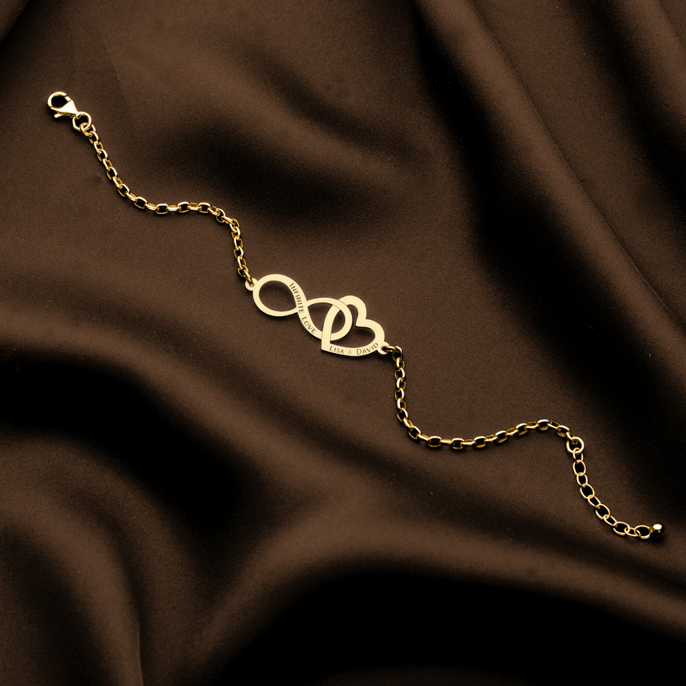 Bracelet with infinity and heart gold