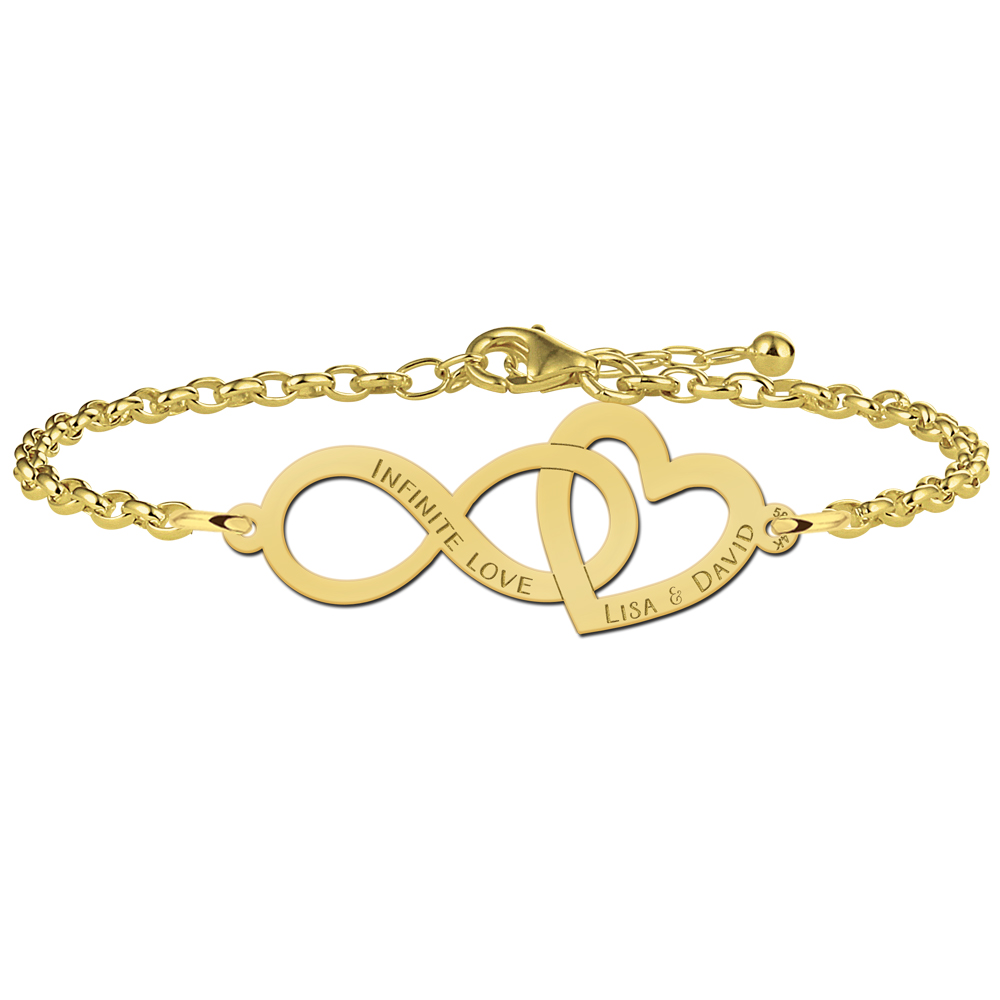 Bracelet with infinity and heart gold