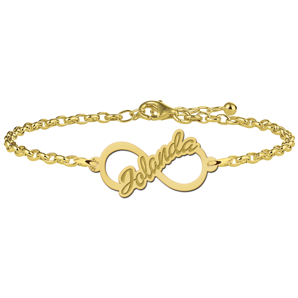 Golden bracelet infinity with name