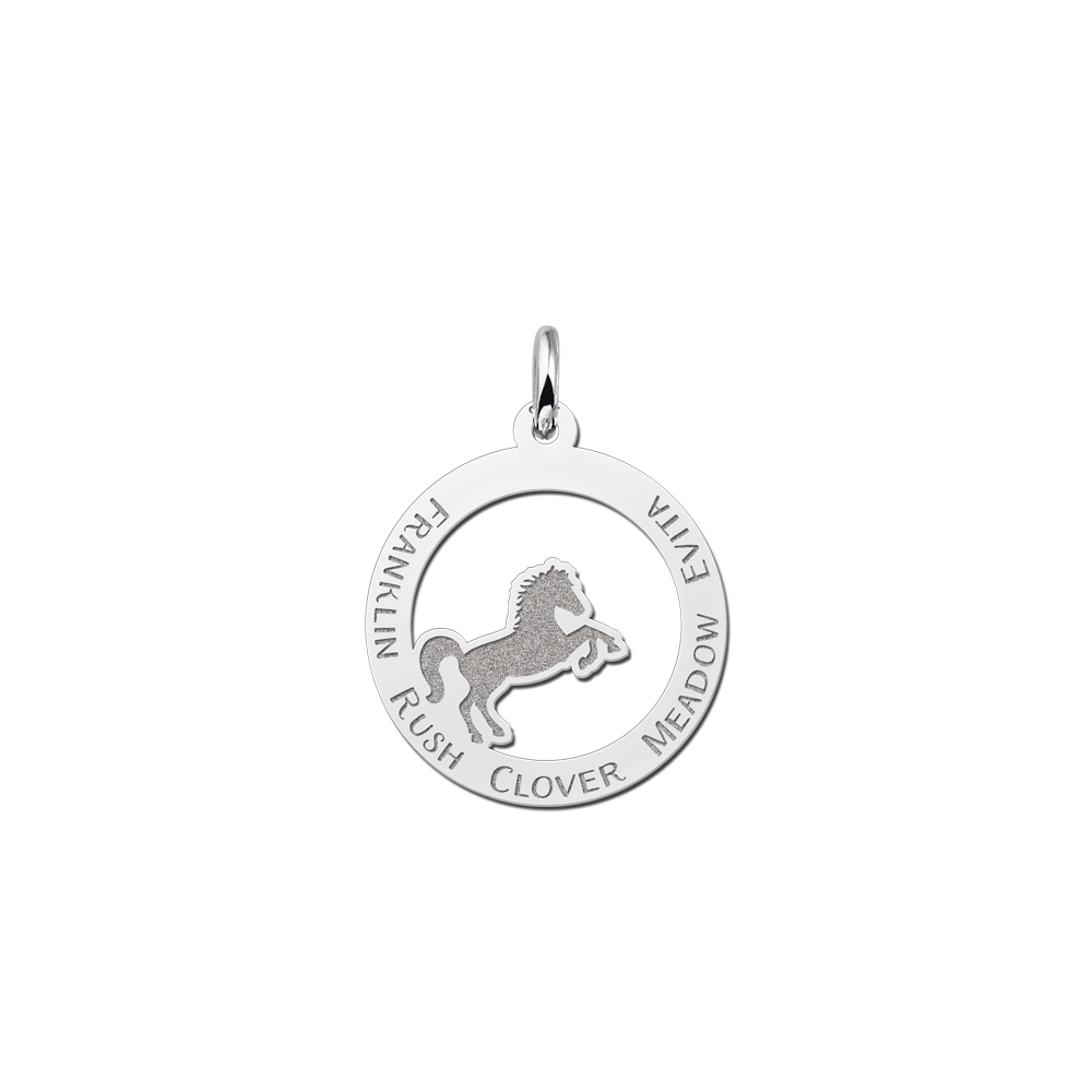 Silver animal jewelry horse with name engraving