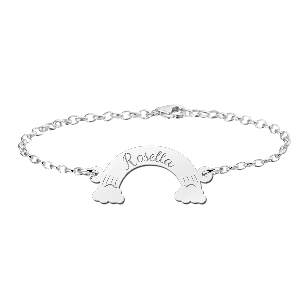 Mother daughter bracelets silver with names in rainbows