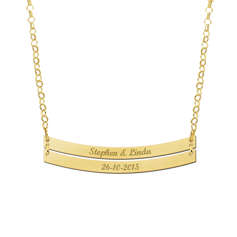 Double Golden Bar Necklace Rounded