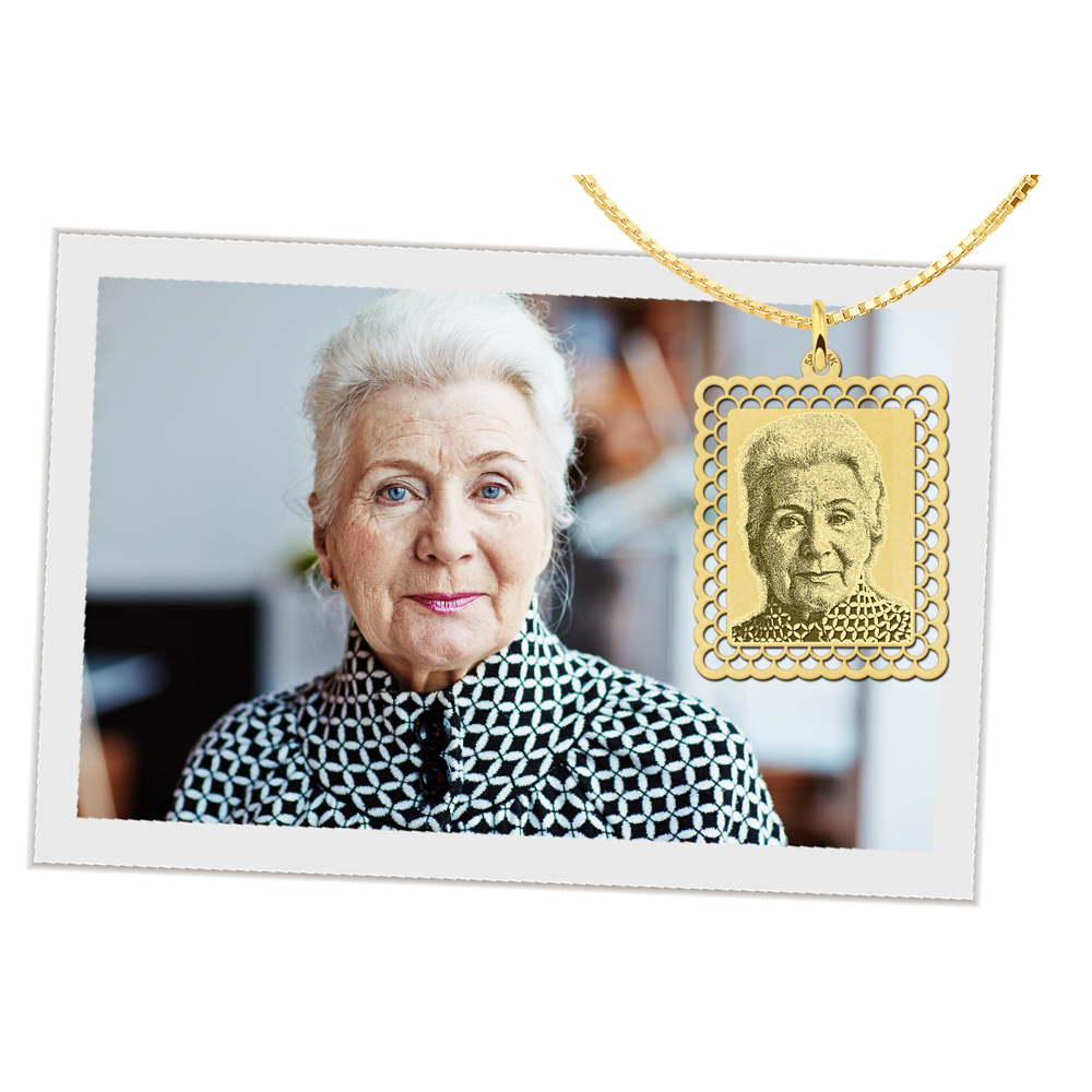 Photo pendant rectangle gold