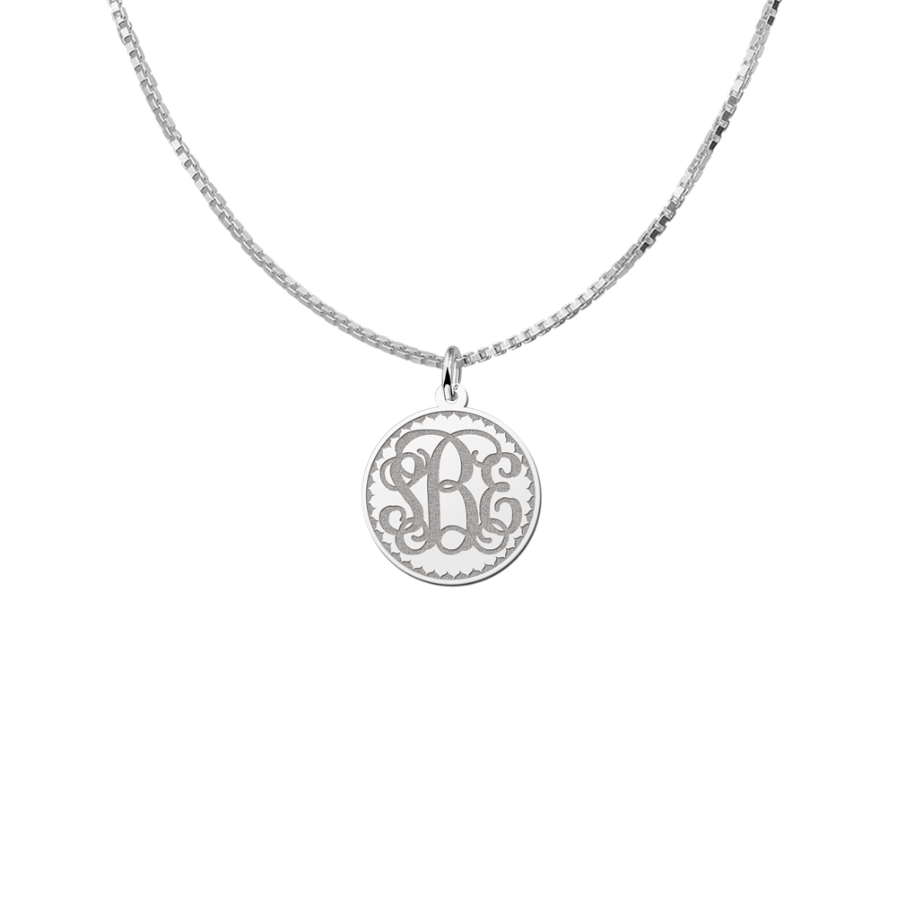 Silver Monogram Necklace Engraved, Small