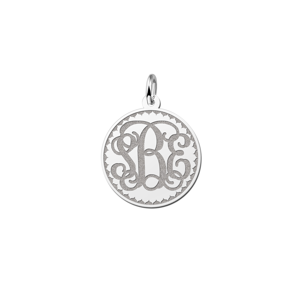 Silver Monogram Necklace Engraved, Small
