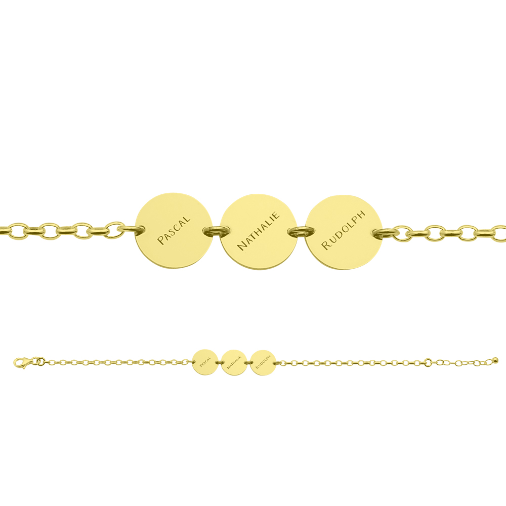 Gold name bracelet with 3 cirkels