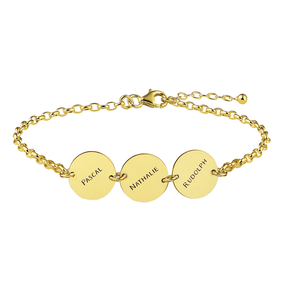 Gold name bracelet with 3 cirkels