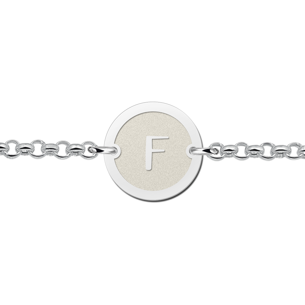 Silver initial bracelet round