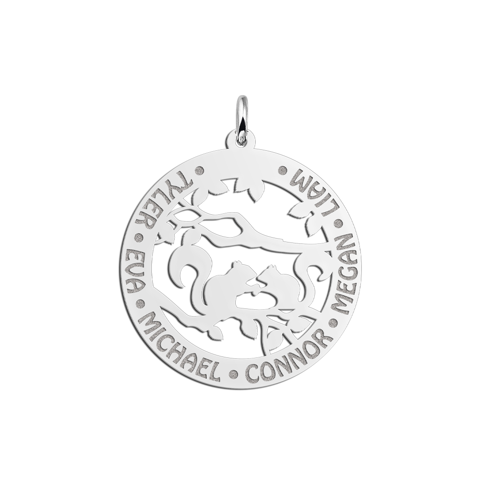 Silver pet namependant round squirrels