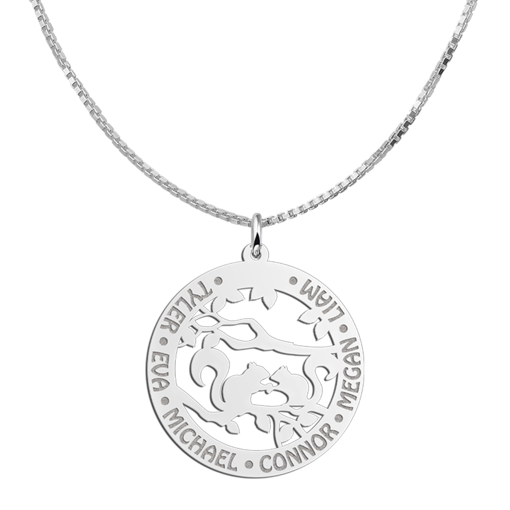 Silver pet namependant round squirrels