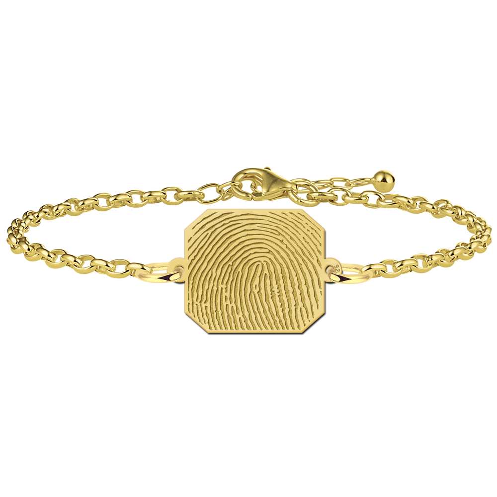 Gold Plated Octagon Fingerprint Bracelet