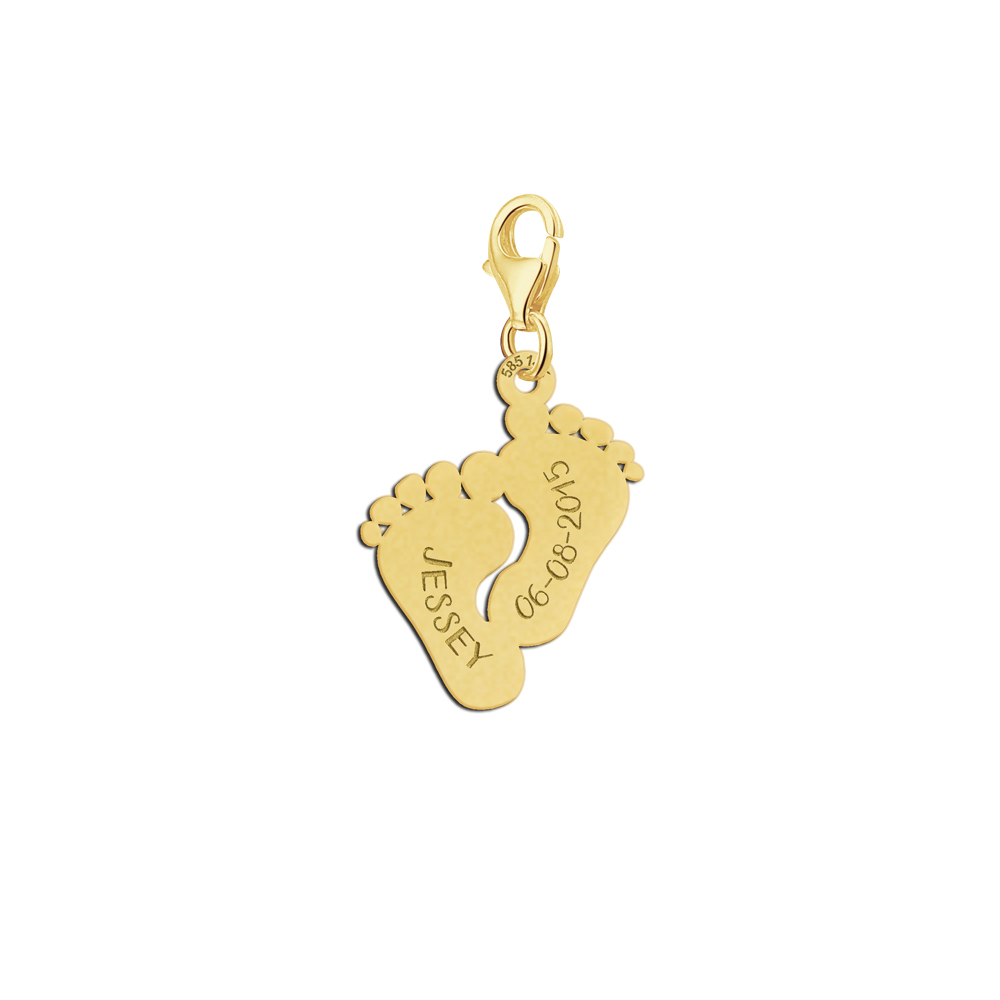 Golden charm babyfeet with name and date