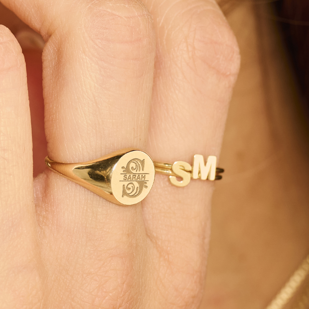 Gold ring with initial