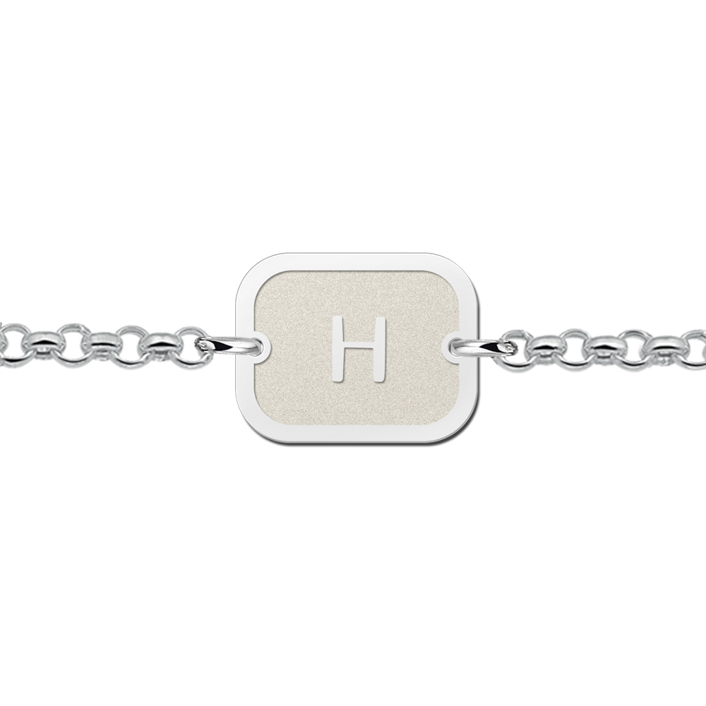 Silver initial bracelet rectangular