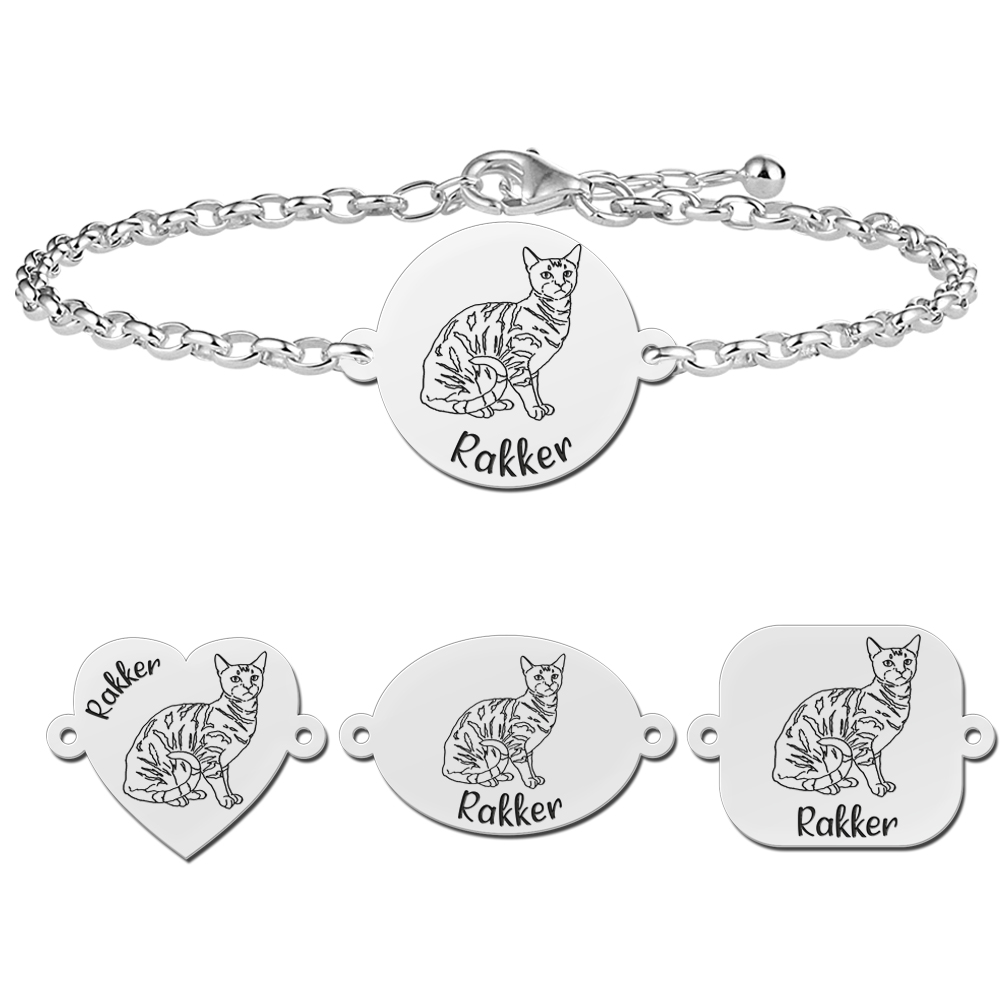Bengal Cat bracelet with Engraving in Silver