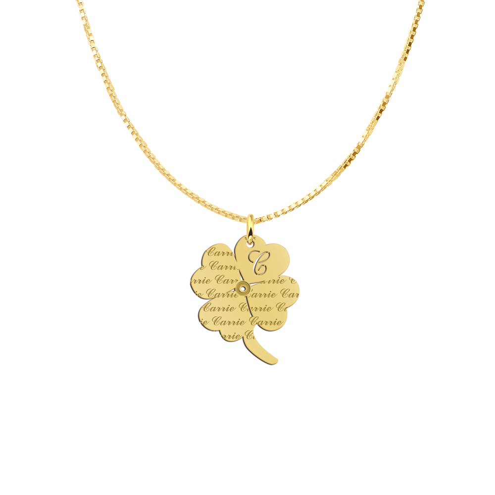Gold Clover Carrie Name Necklace