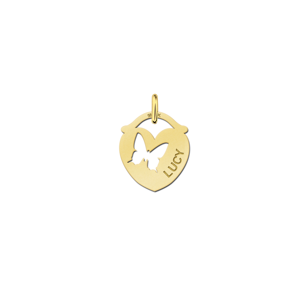 Golden Butterfly Pendant with Name