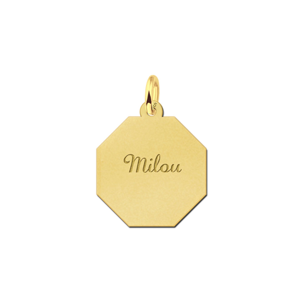 Gold-plated octagonal pendant with name engraving