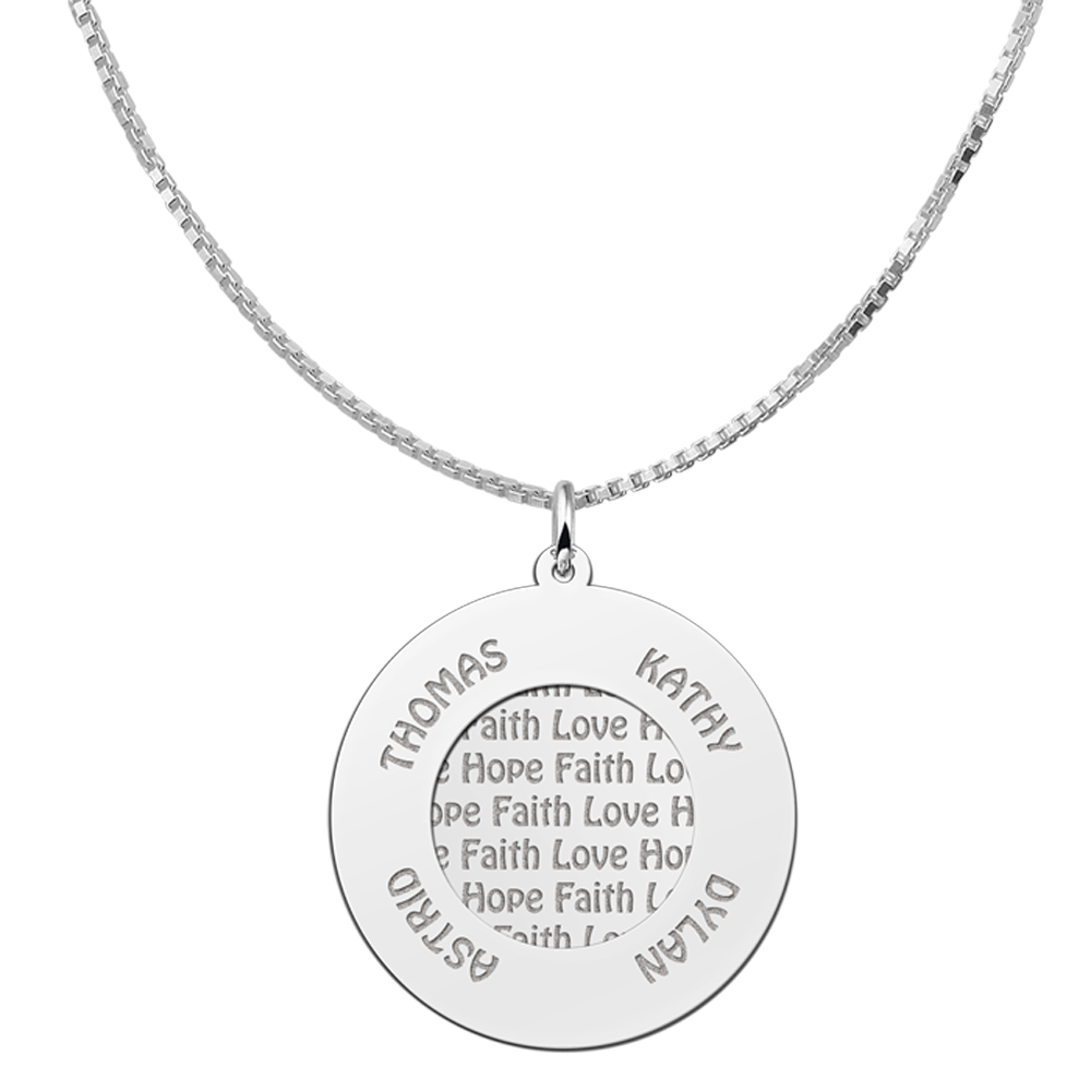 Silver Family Necklace Round
