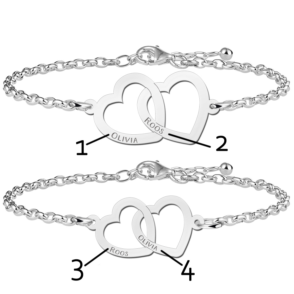 Mother daughter bracelets with hearts together