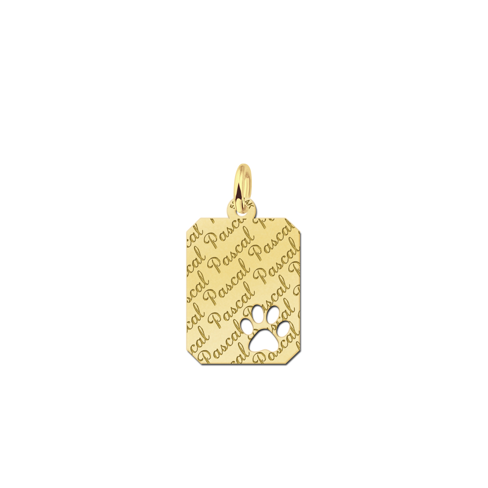Gold Engraved Kids Namependant with Dog Paw