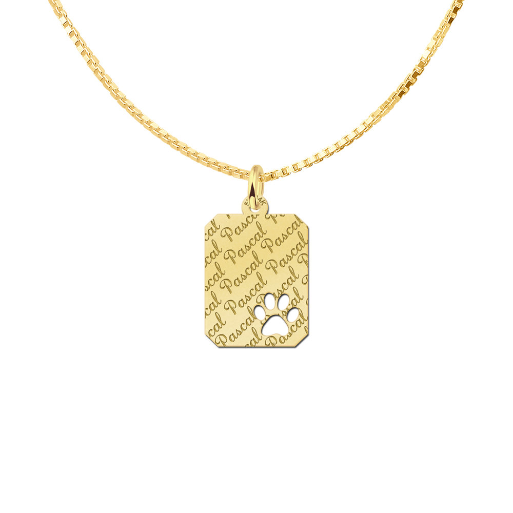 Gold Engraved Kids Namependant with Dog Paw