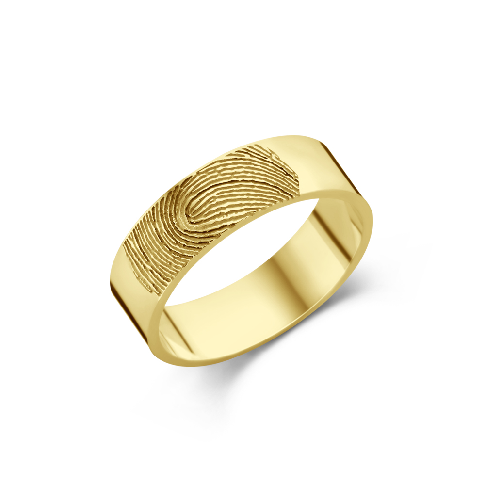 Gold fingerprint ring - 6 mm flat