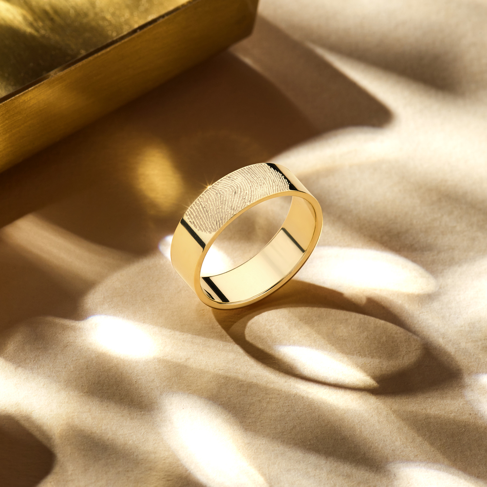 Gold fingerprint ring - 6 mm flat