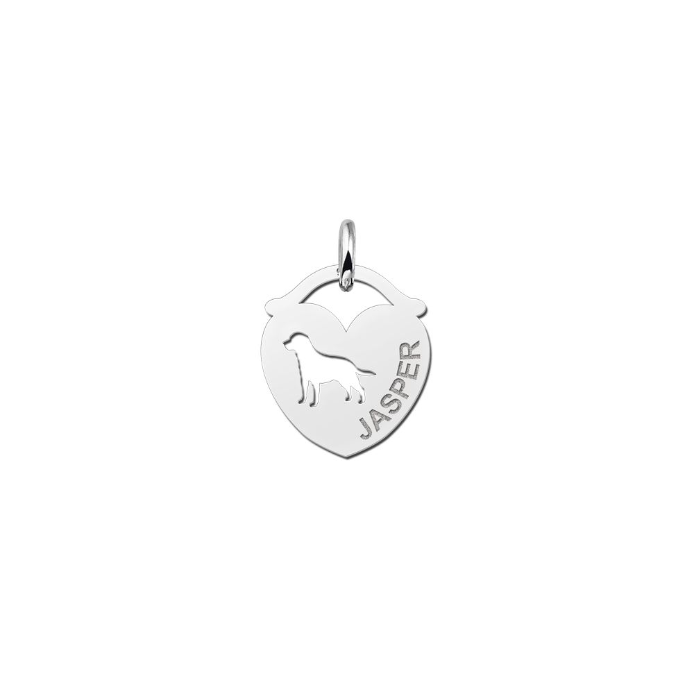 Silver pet namependant heart dog