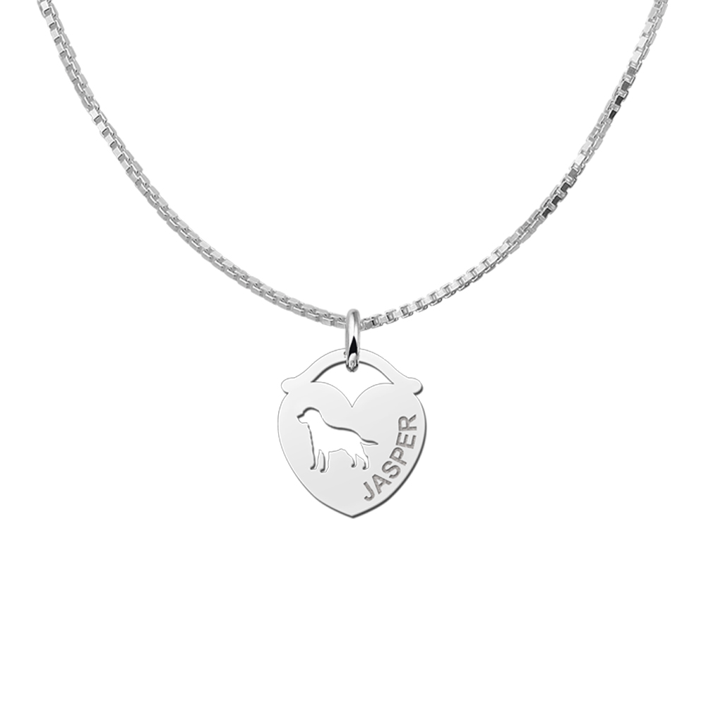 Silver pet namependant heart dog