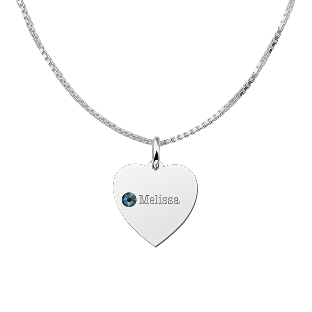 Silver heart with birthstone
