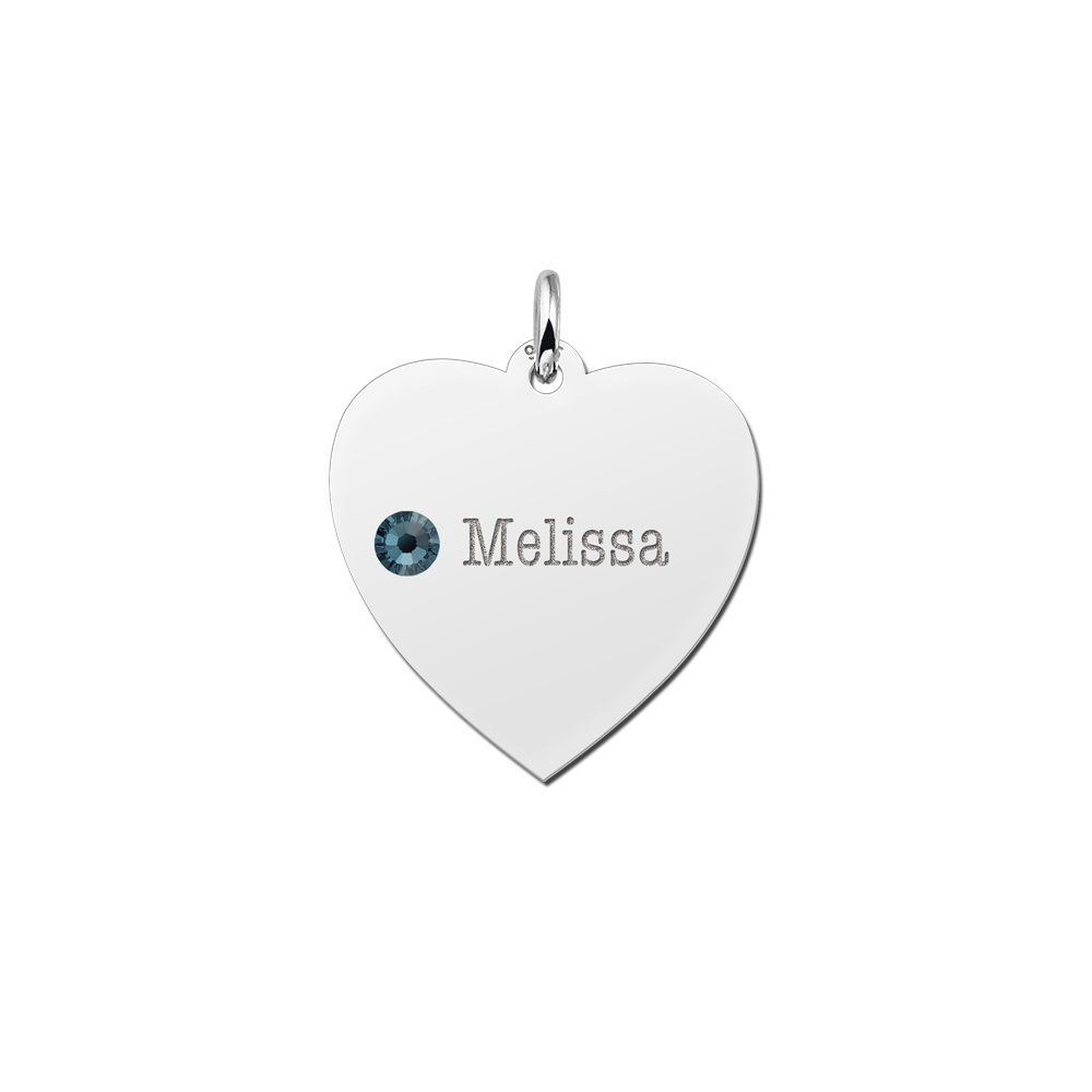 Silver heart with birthstone