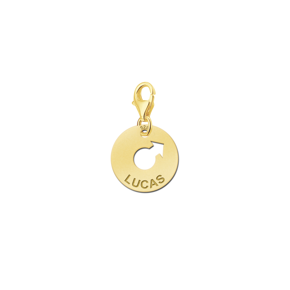 Gold plated boy charm with name and male symbol