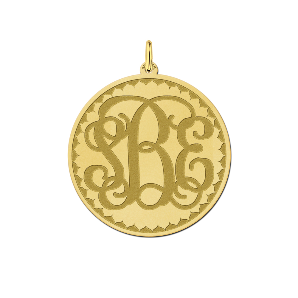 Gold Monogram Necklace Engraved, Large