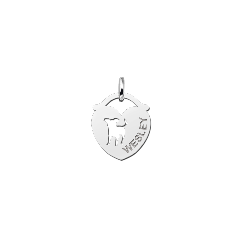 Silver pet namependant heart doggie