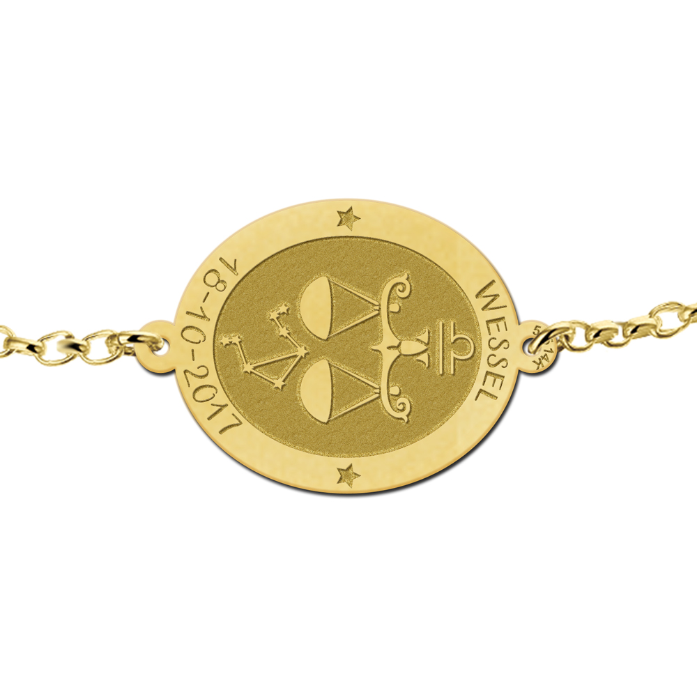 Golden zodiac bracelet oval Libra
