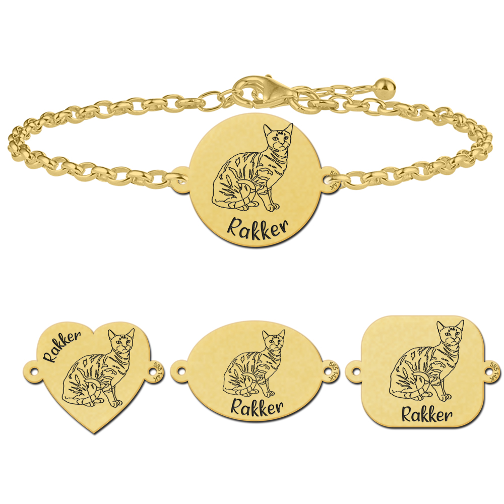 Bengal Cat bracelet with Engraving in Gold