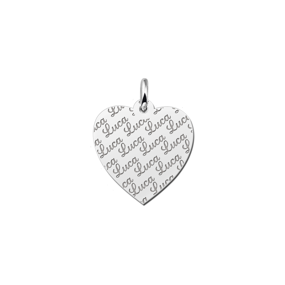 Silver Engraved Heart Necklace