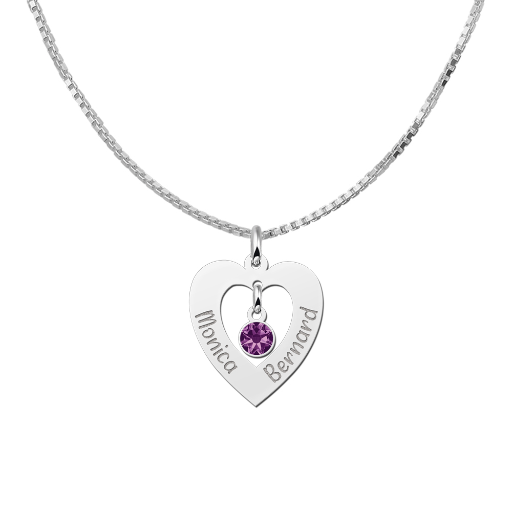 Silver heart pendant with zirconia hanging