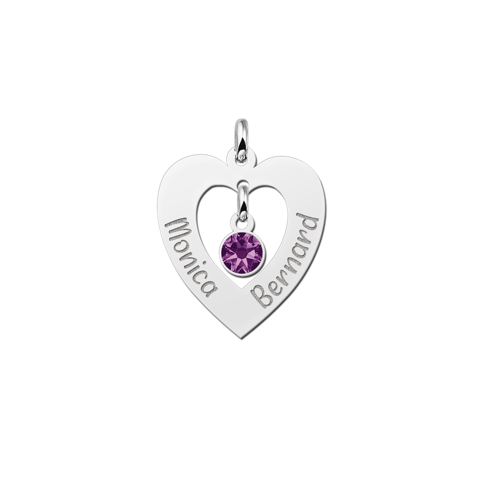 Silver heart pendant with zirconia hanging