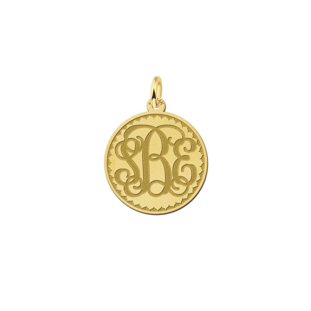 Gold Monogram Necklace Engraved, Small